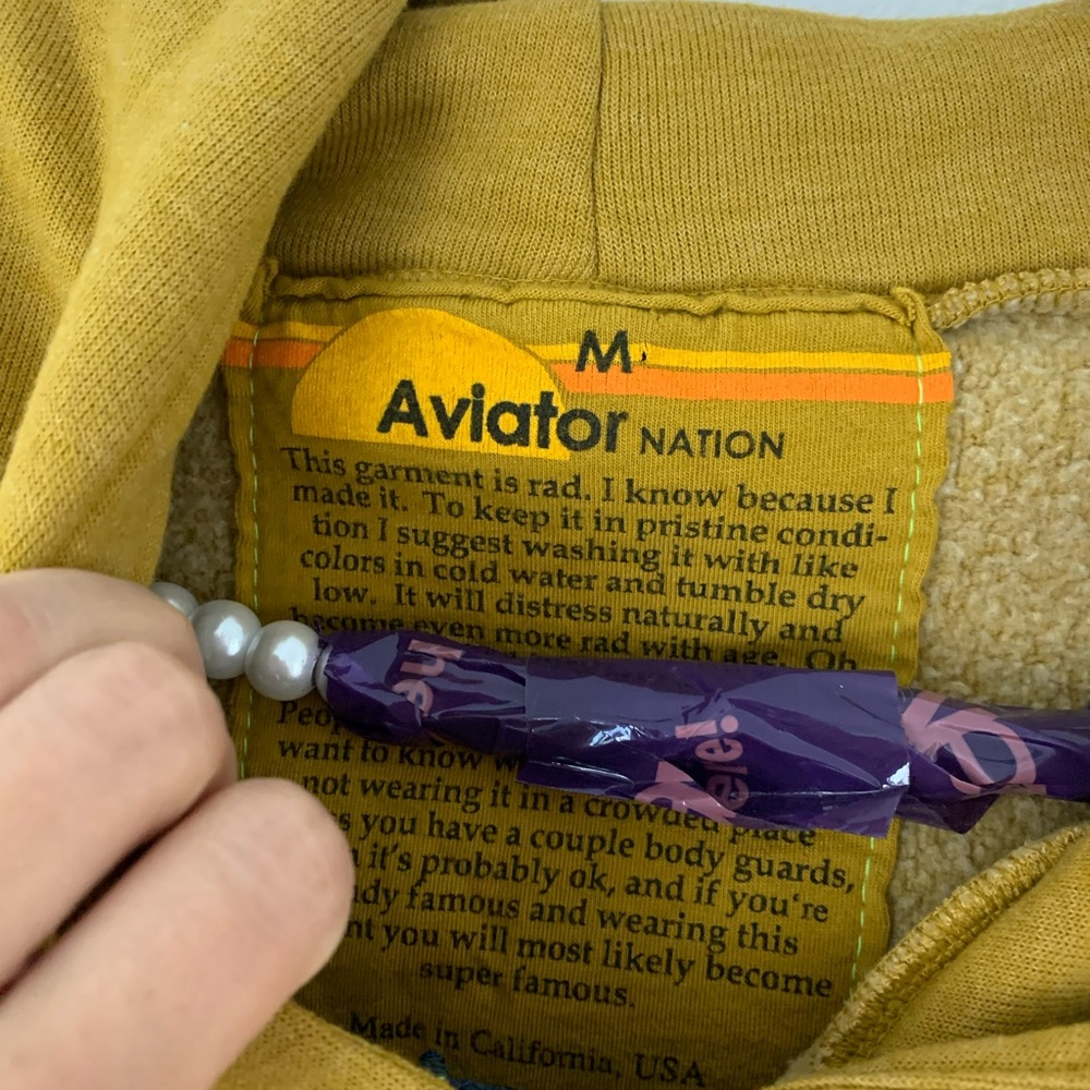 Aviator Nation Medium Striped Yellow Hoodie - Picture 2 of 5